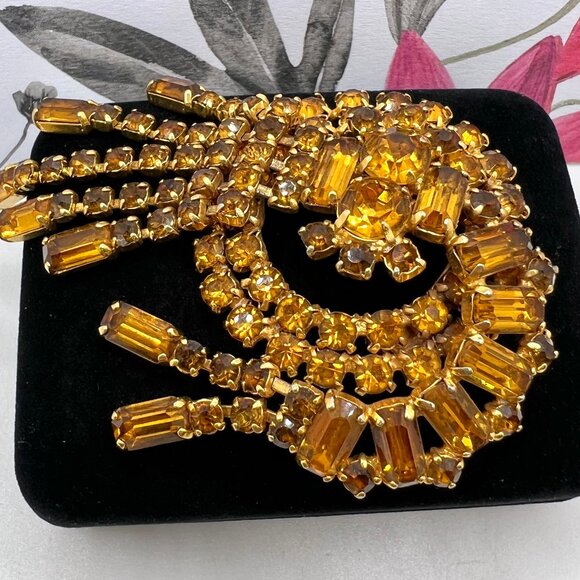 Amber Glass Stone Brooch - Picture 3 of 5